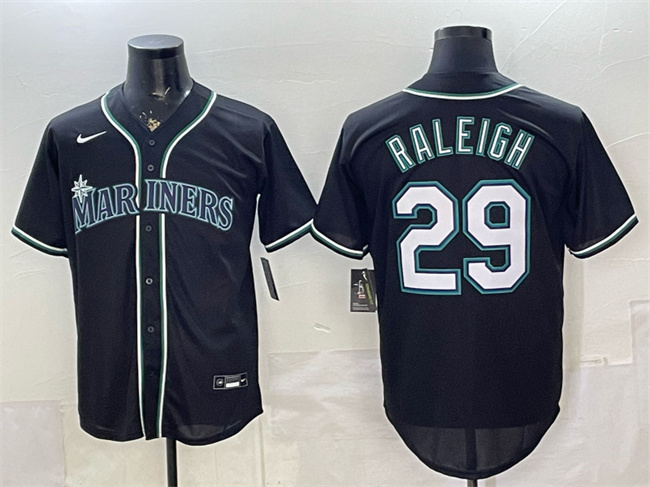 Men's Seattle Mariners #29 Cal Raleigh 2026 Fashion Replica Black Out Stitched Baseball Jersey Men's Seattle Mariners #29 Cal Raleigh 2026 Fashion Replica Black Out Stitched Baseball Jersey